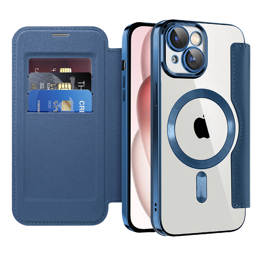 Levně Pouzdro na knihu Techsuit SmartMag iPhone 15 modré
