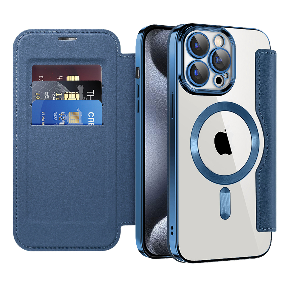 Levně Pouzdro na knihu Techsuit SmartMag iPhone 15 Pro modré