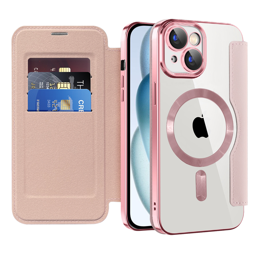 Levně Pouzdro na knihu Techsuit SmartMag pro iPhone 15 Plus růžové