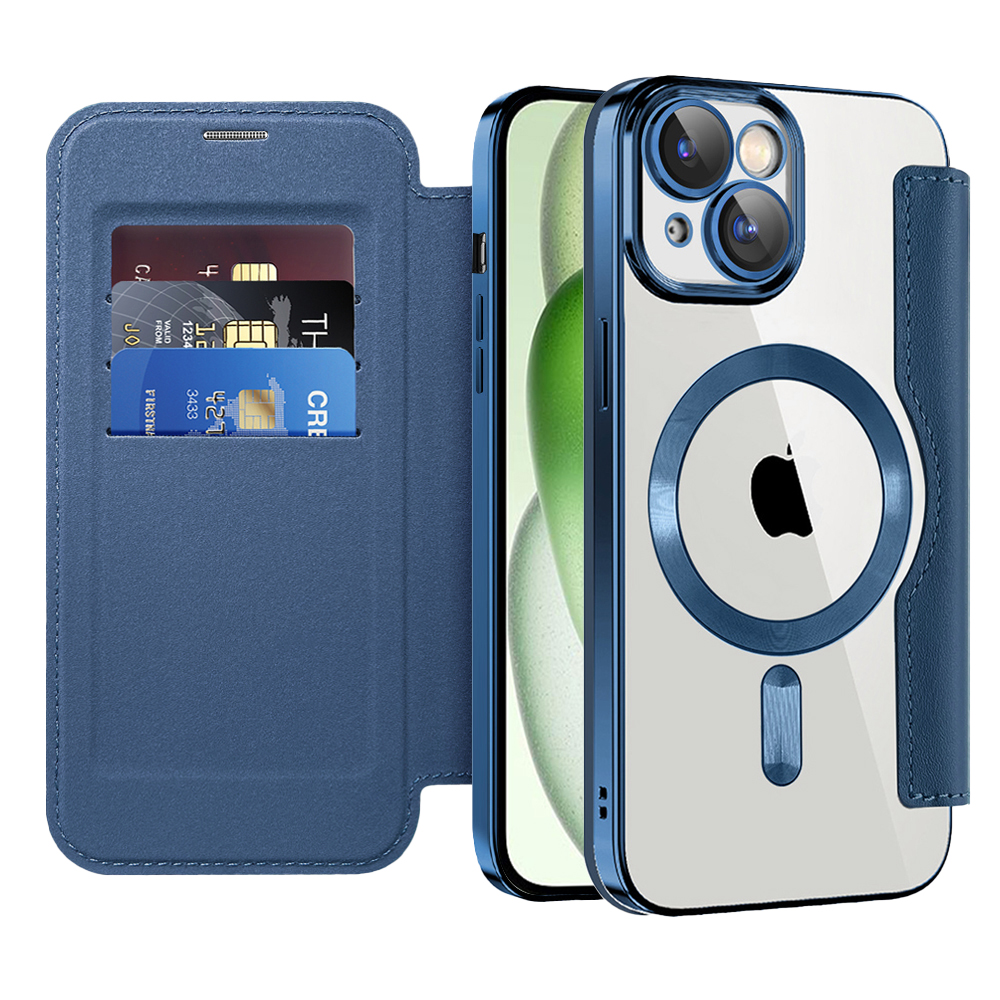 Levně Pouzdro na knihu Techsuit SmartMag pro iPhone 15 Plus modré