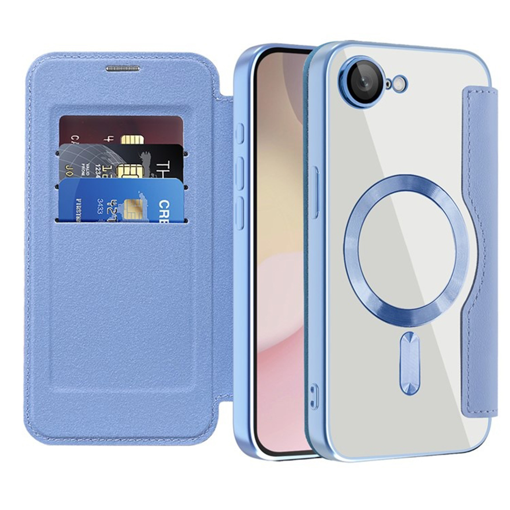 Levně Pouzdro na knihu SmartMag pro iPhone 16e světle modré