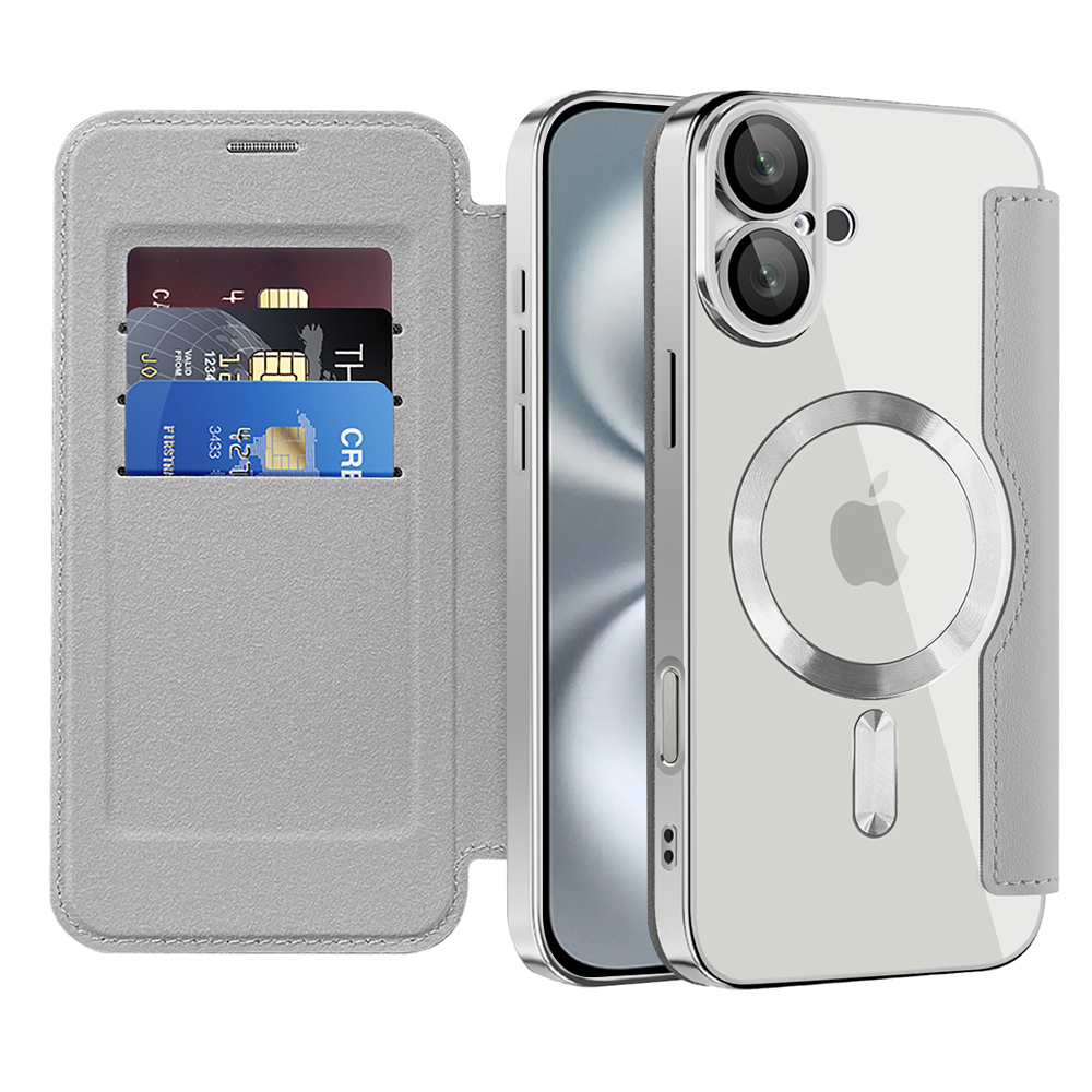 Levně Pouzdro na knihu Techsuit SmartMag iPhone 16 šedé