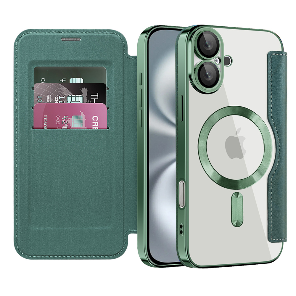 Levně Pouzdro na knihu Techsuit SmartMag pro iPhone 16 Plus zelené