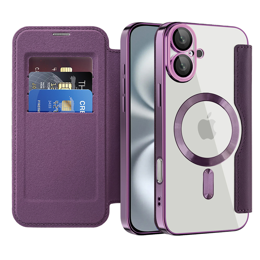 Levně Techsuit SmartMag knížkové pouzdro iPhone 16 Plus fialové