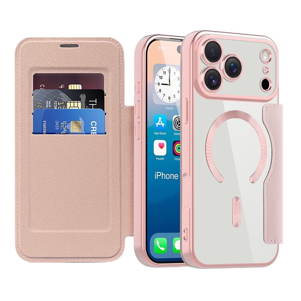 Levně Techsuit SmartMag knížkové pouzdro iPhone 17 Pro Max růžové