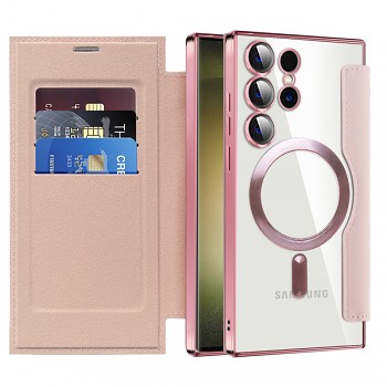 Pouzdro na knihu Techsuit SmartMag pro Samsung Galaxy S23 Ultra růžové