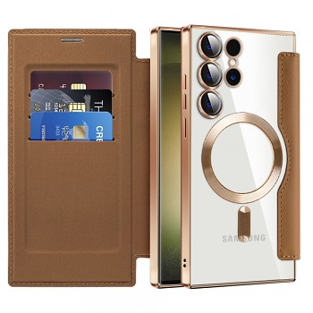 Pouzdro na knihu Techsuit SmartMag pro Samsung Galaxy S23 Ultra hnědé