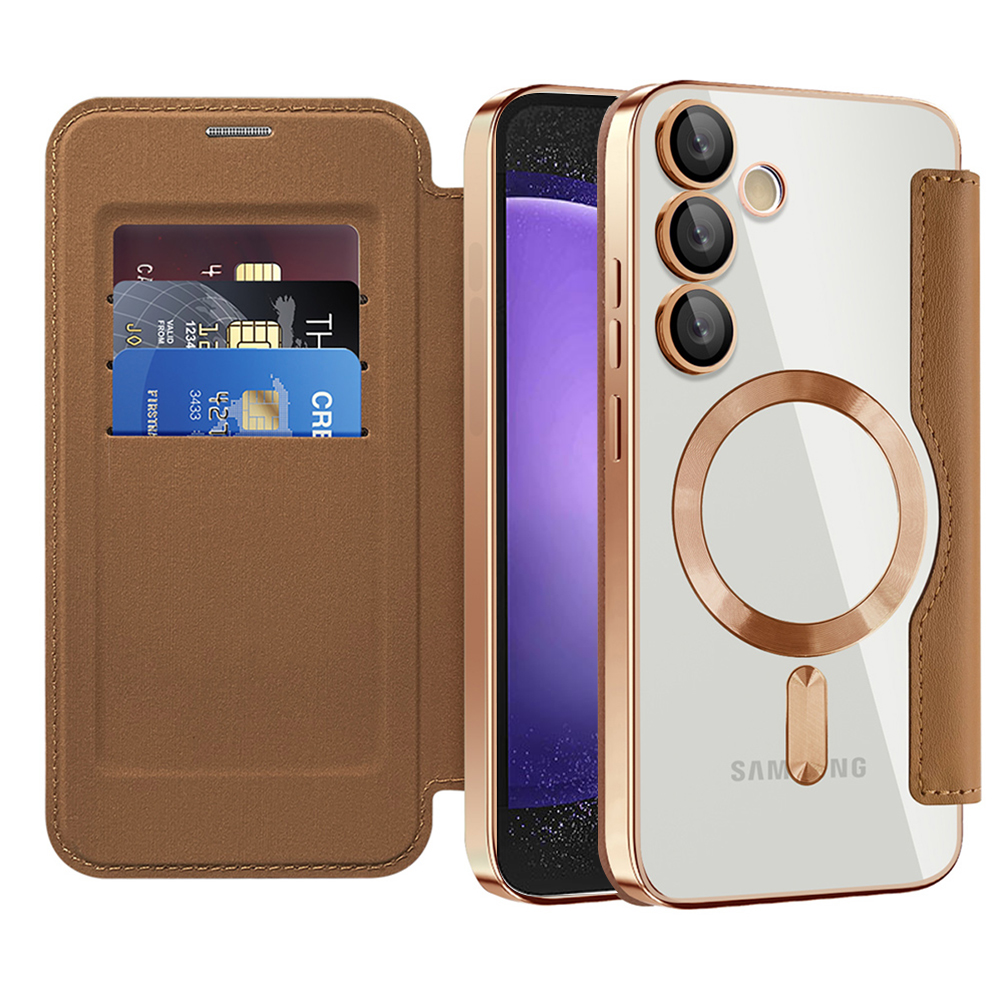 Levně Pouzdro na knihu Techsuit SmartMag pro Samsung Galaxy S23 FE hnědé