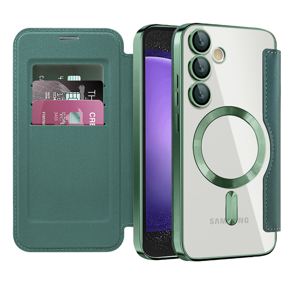 Levně Pouzdro na knihu Techsuit SmartMag pro Samsung Galaxy S23 FE zelené