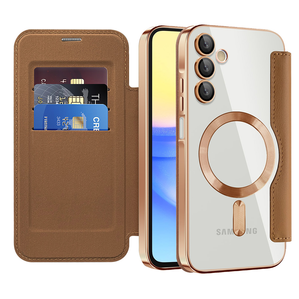 Levně Pouzdro na knihu Techsuit SmartMag pro Samsung Galaxy A15 4G A15 5G hnědé