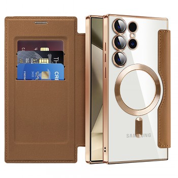 Pouzdro na knihu Techsuit SmartMag pro Samsung Galaxy S24 Ultra hnědé