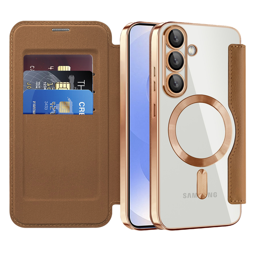 Levně Pouzdro na knihu Techsuit SmartMag pro Samsung Galaxy S25 hnědé