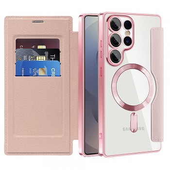 Pouzdro na knihu Techsuit SmartMag pro Samsung Galaxy S25 Ultra růžové