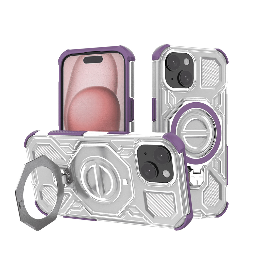 Levně Techsuit Carbon Shield PRO pro iPhone 15 fialový průhledný