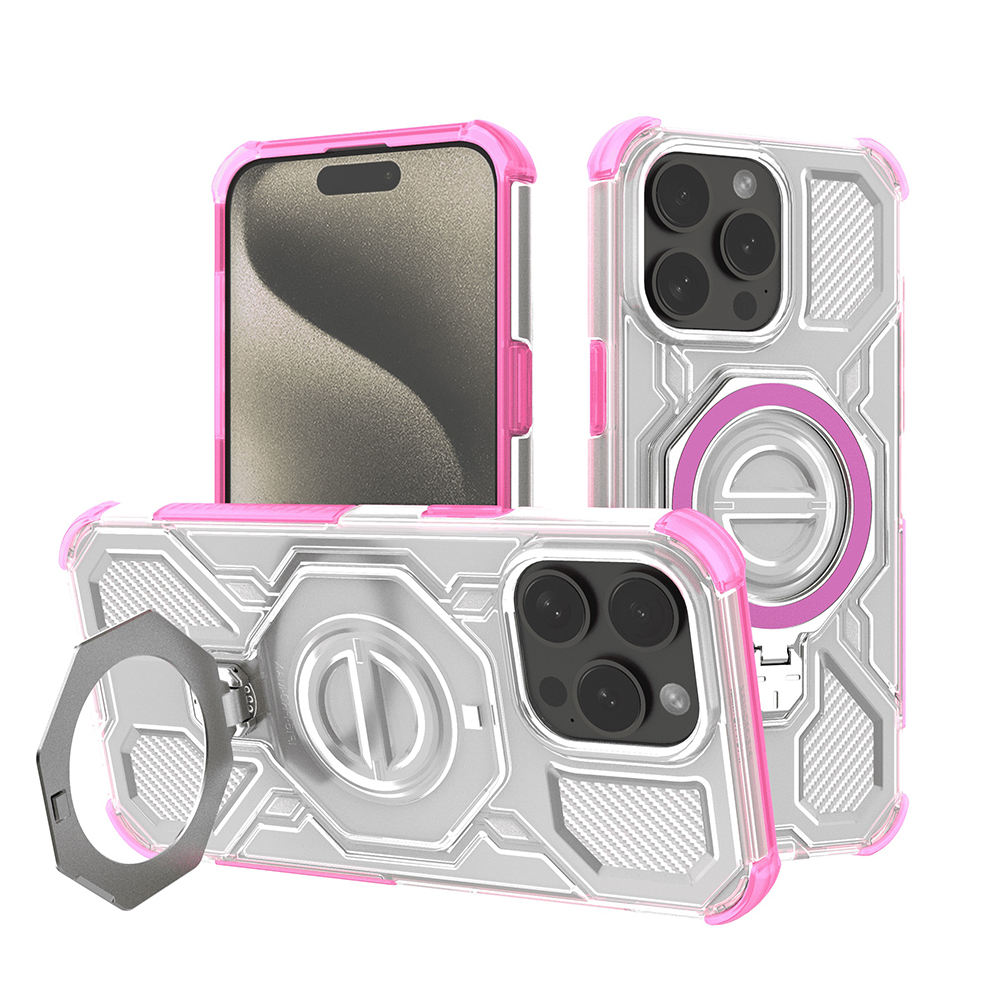 Levně Techsuit Carbon Shield PRO pro iPhone 15 Pro růžový průhledný