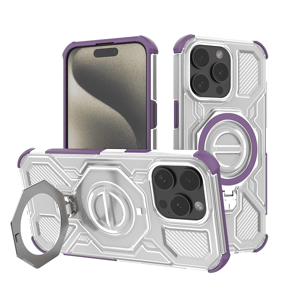 Levně Techsuit Carbon Shield PRO pro iPhone 15 Pro fialový průhledný