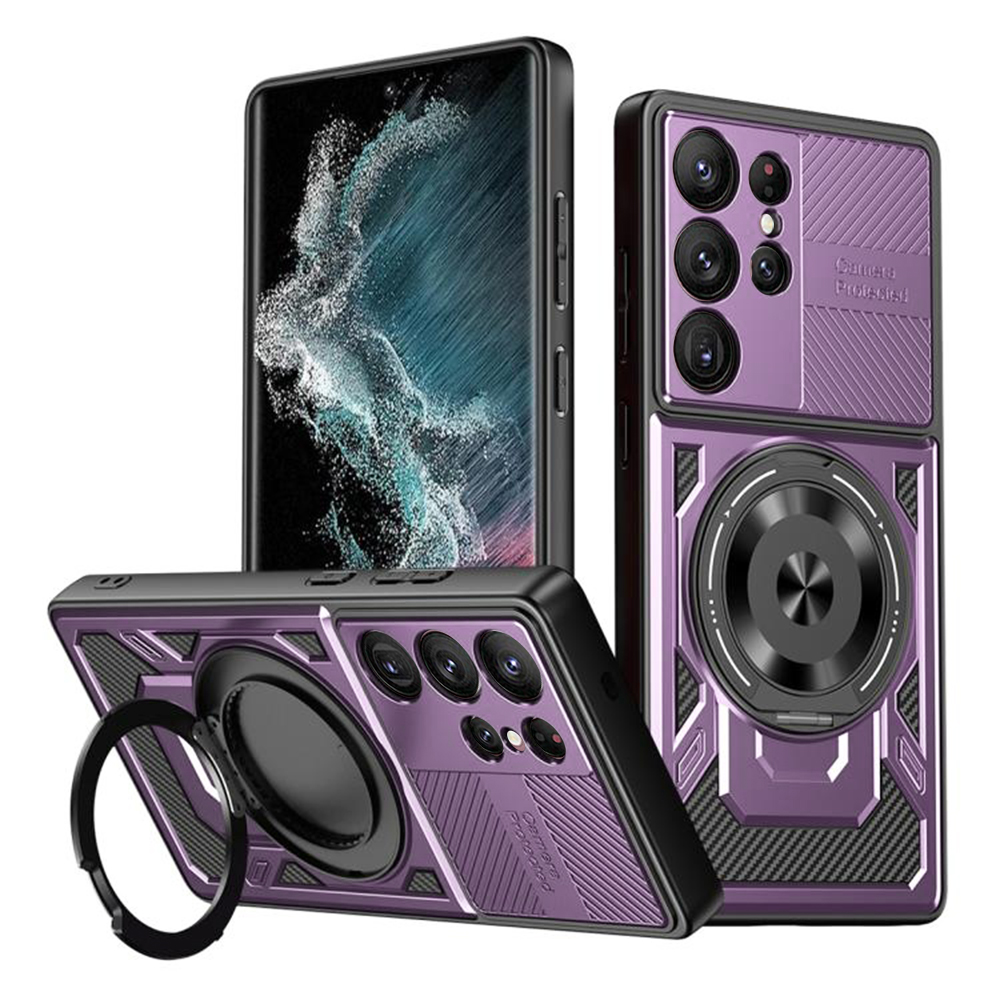 Levně Techsuit RuggedCam pro Samsung Galaxy S22 Ultra 5G fialová