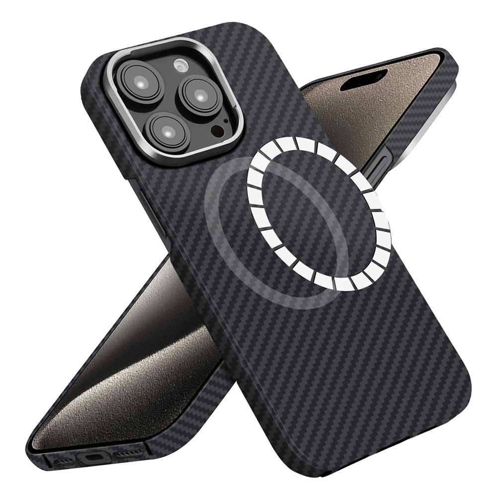 Levně Techsuit Aramidové vlákno MagSafe iPhone 15 Pro Max černá