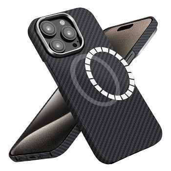 Techsuit Aramidové vlákno MagSafe iPhone 15 Pro Max černá