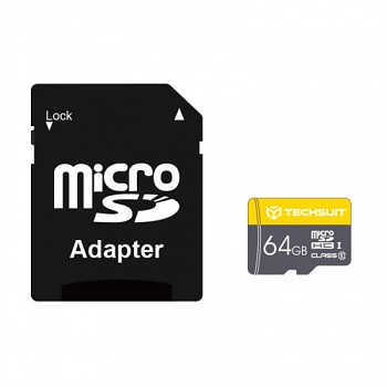 Paměťová karta Techsuit THCM11 s adaptérem MicroSDHC Class 10 64GB žlutá