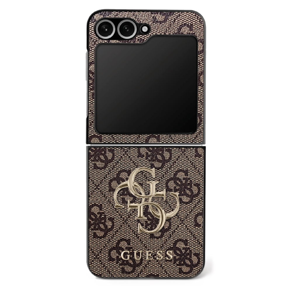 Levně Guess Leather 4G Metal Logo pouzdro Samsung Galaxy Z Flip7 hnědé