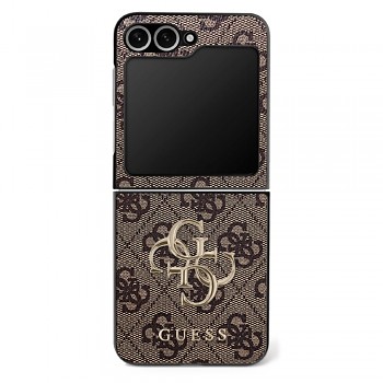 Guess Leather 4G Metal Logo pouzdro Samsung Galaxy Z Flip7 hnědé