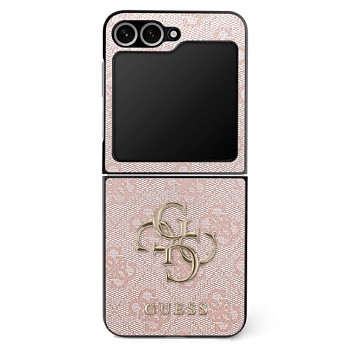 Guess Leather 4G Metal Logo pouzdro Samsung Galaxy Z Flip7 růžové