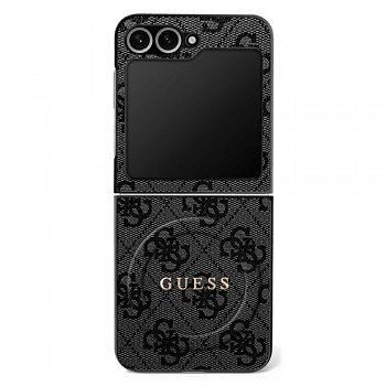 Guess 4G Collection Leather MagSafe Samsung Galaxy Z Flip7 Černá