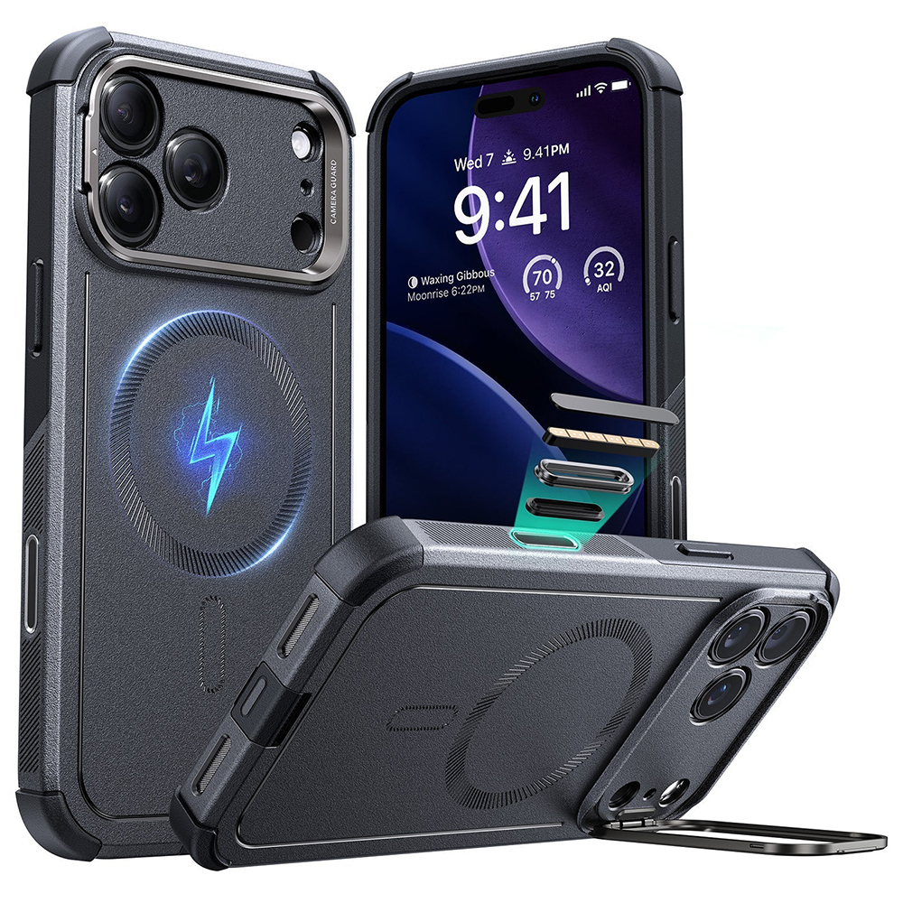 Levně ESR Cyber Armor Kickstand pro iPhone 17 Pro šedý