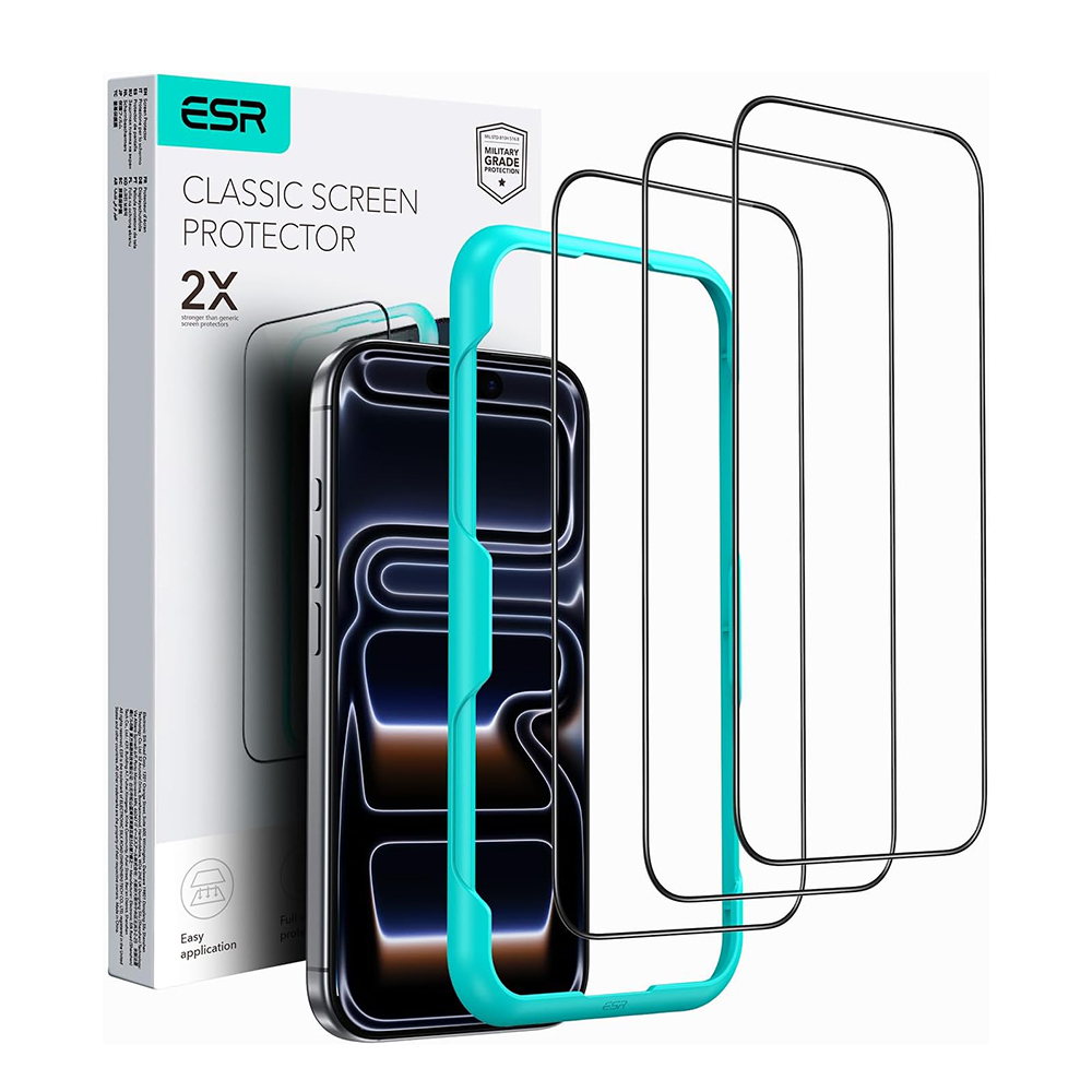 Levně ESR Tvrzené sklo (3 kusy) iPhone 17 Pro Max Černá