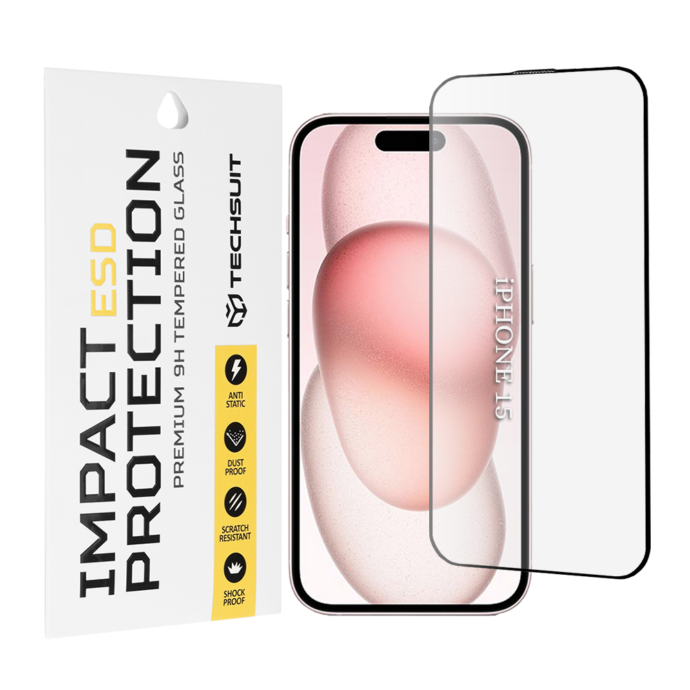 Levně Techsuit ESD sklo iPhone 15 iPhone 16 černé