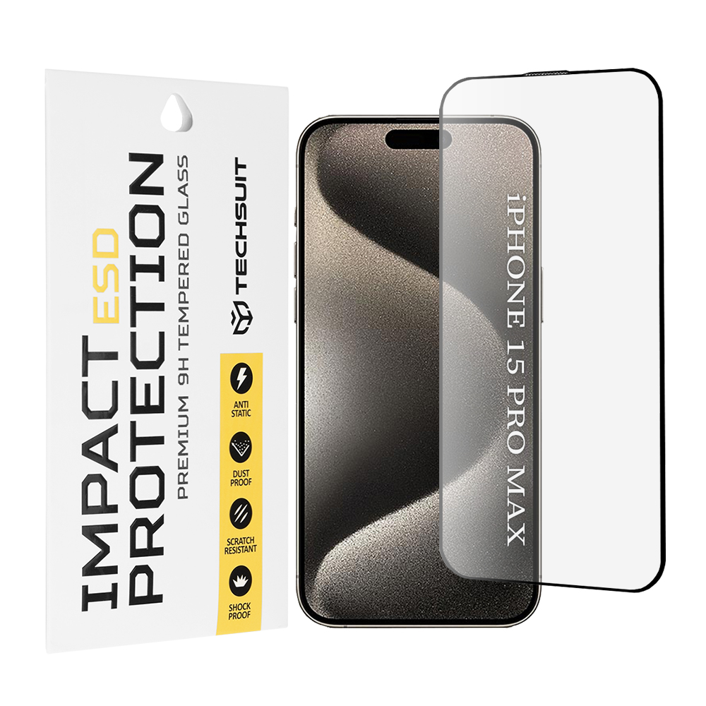 Levně Techsuit ESD Glass pro iPhone 15 Pro Max černý