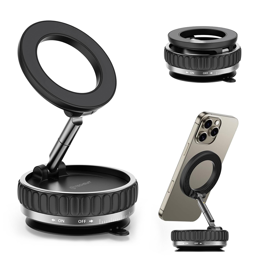 Levně Techsuit Premium Car Holder VacuumGripX S15 na palubní desku magnetický N55 360° nastavitelný skládací černý