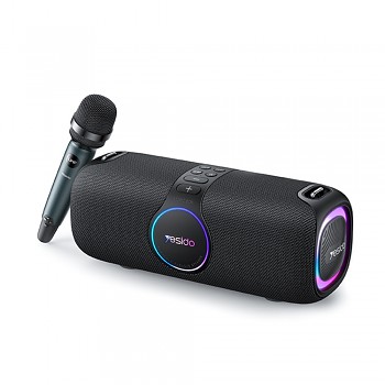 Yesido Wireless Speaker YSW21 s UHF mikrofonem Bluetooth 5.0 RGB světla IPX6 TF AUX 5200mAh 120W černý