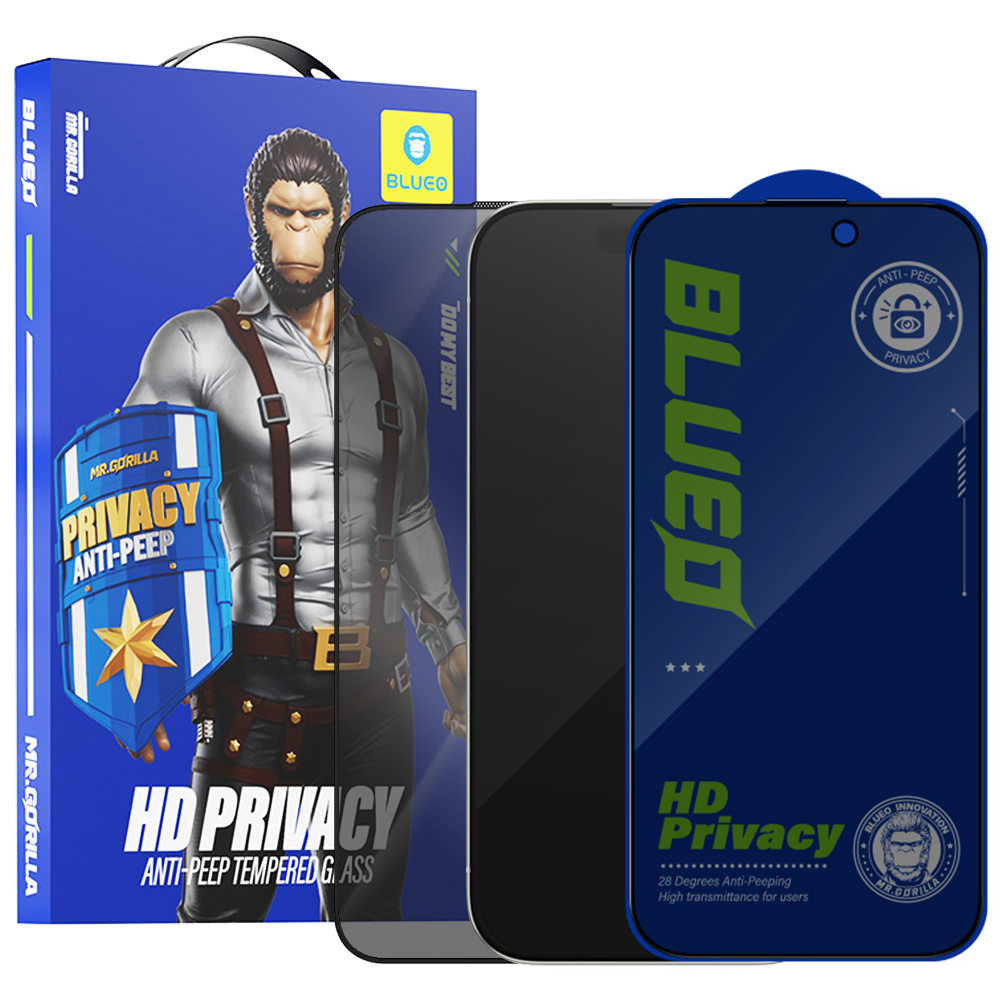 Blueo Anti-Peep Privacy sklo pro iPhone 15 iPhone 16 černé