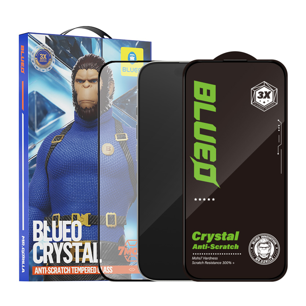 Blueo Crystal ochranné sklo proti poškrábání iPhone 16 Pro Max iPhone 17 Pro Max černé