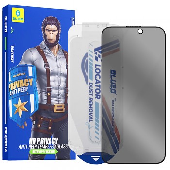 Blueo Anti-Peep Privacy Glass s aplikátorem Pro iPhone 16 Pro/17/17 Pro Max černá