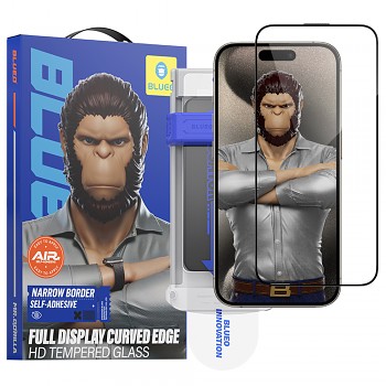 Blueo 3D Full Display zakřivené HD sklo s aplikátorem Pro iPhone 16 Pro iPhone 17 iPhone 17 Pro černé