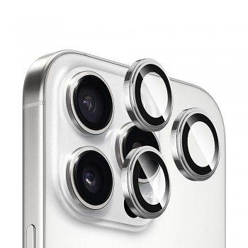 Blueo Sapphire Crystal Original sklo objektivu iPhone 16 Pro iPhone 16 Pro Max stříbrný titan