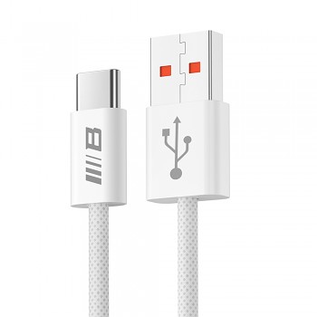 Blueo Datový kabel USB-A na Type-C pletený rychlonabíjecí 6A bílý