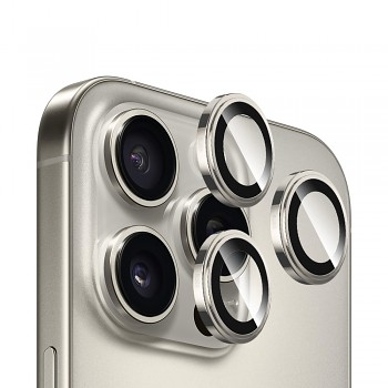 Blueo Sapphire Crystal sklo na objektiv iPhone 16 Pro iPhone 16 Pro Max přírodní titan