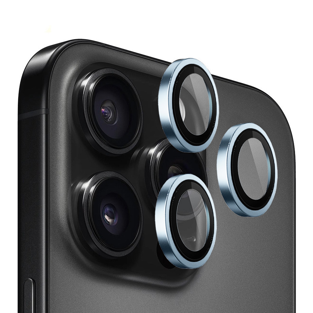 Levně Blueo Original Metal Frame Lens Protector pro iPhone 13 Pro/Pro Max světle modrá