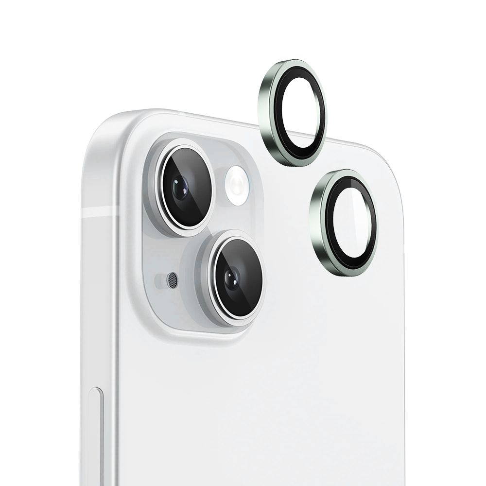 Levně Blueo Original Metal Frame chránič čočky iPhone 15 iPhone 15 Plus světle zelený