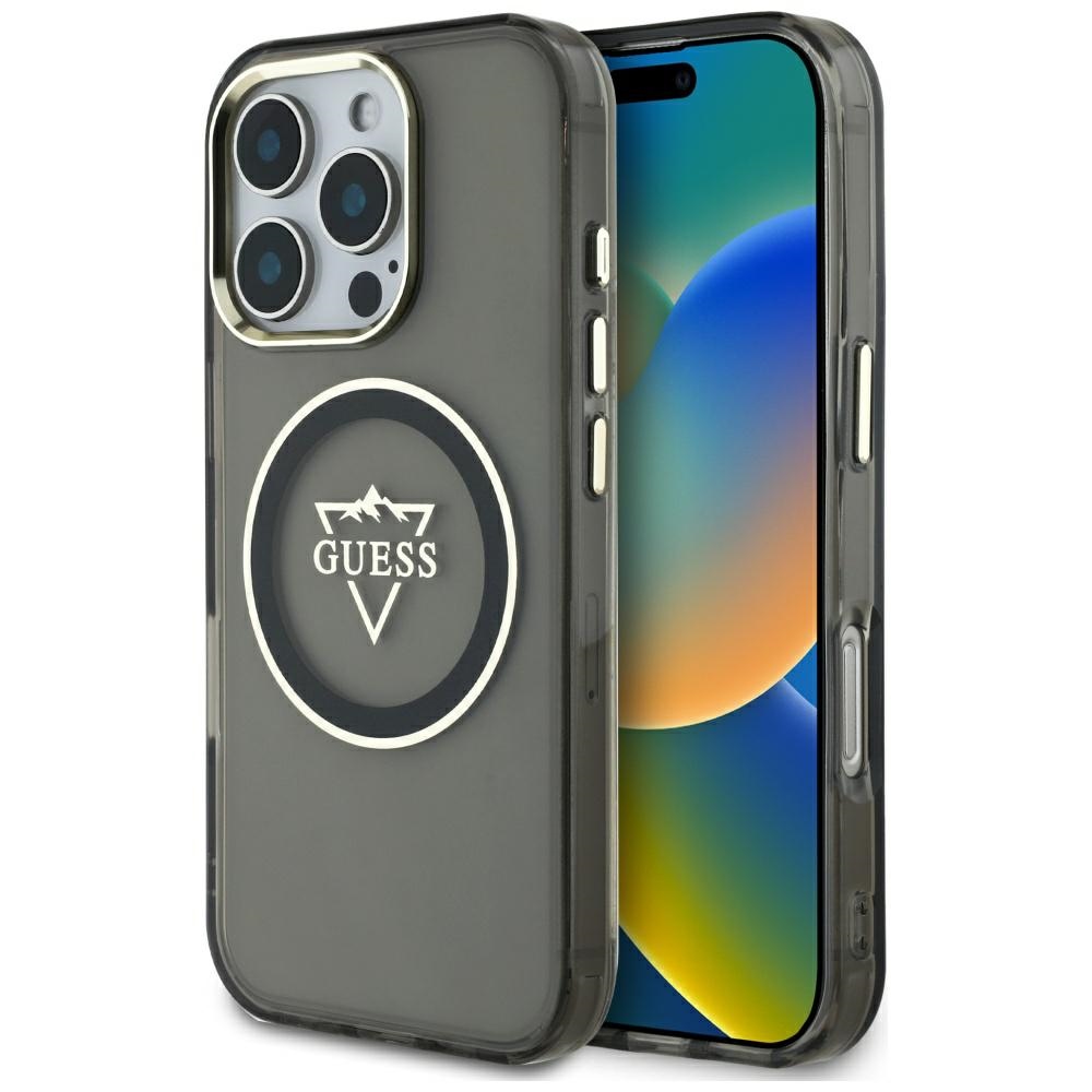 Levně Guess IML Metal Mountain Logo MagSafe iPhone 16 Pro Max černý