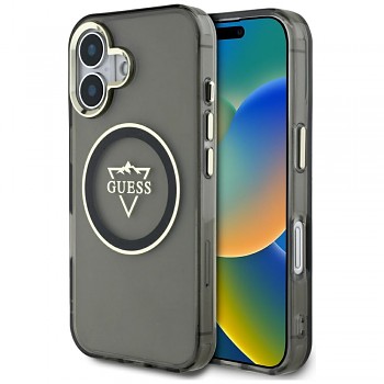 Guess IML Metal Mountain Logo MagSafe pro iPhone 16 černá