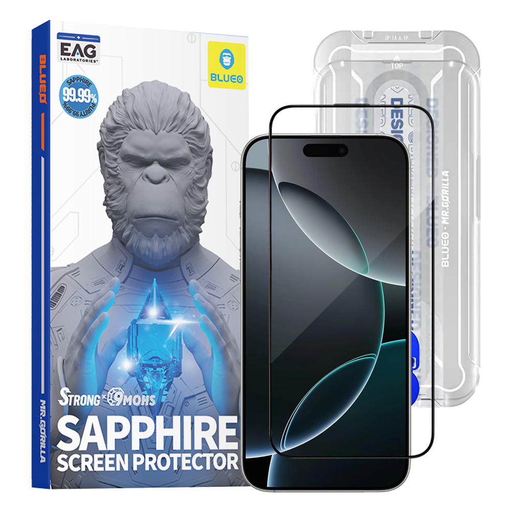 Levně Blueo Premium Sapphire Nepraskající Poškrábání Odolné 9H Sklo iPhone 16 Pro iPhone 17 iPhone 17 Pro Černá