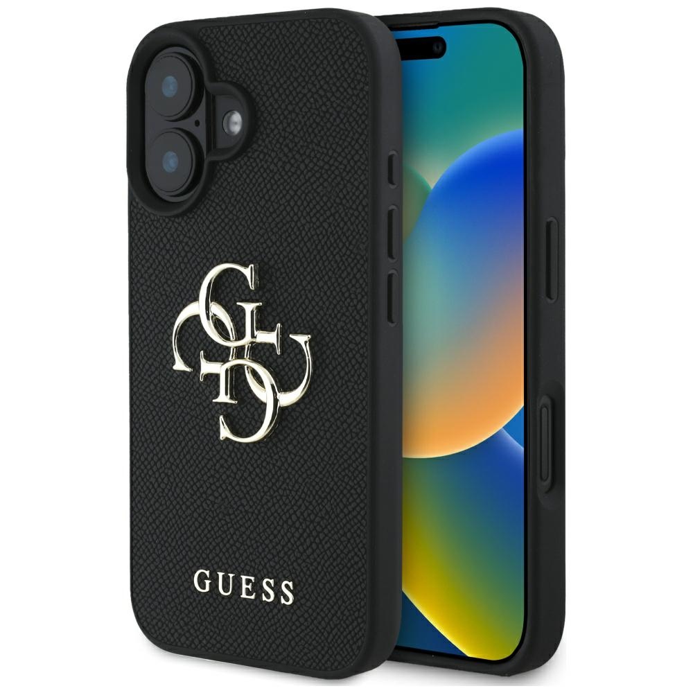 Levně Guess Hardcase Grained Big 4G Logo Small Classic Logo iPhone 16 černá