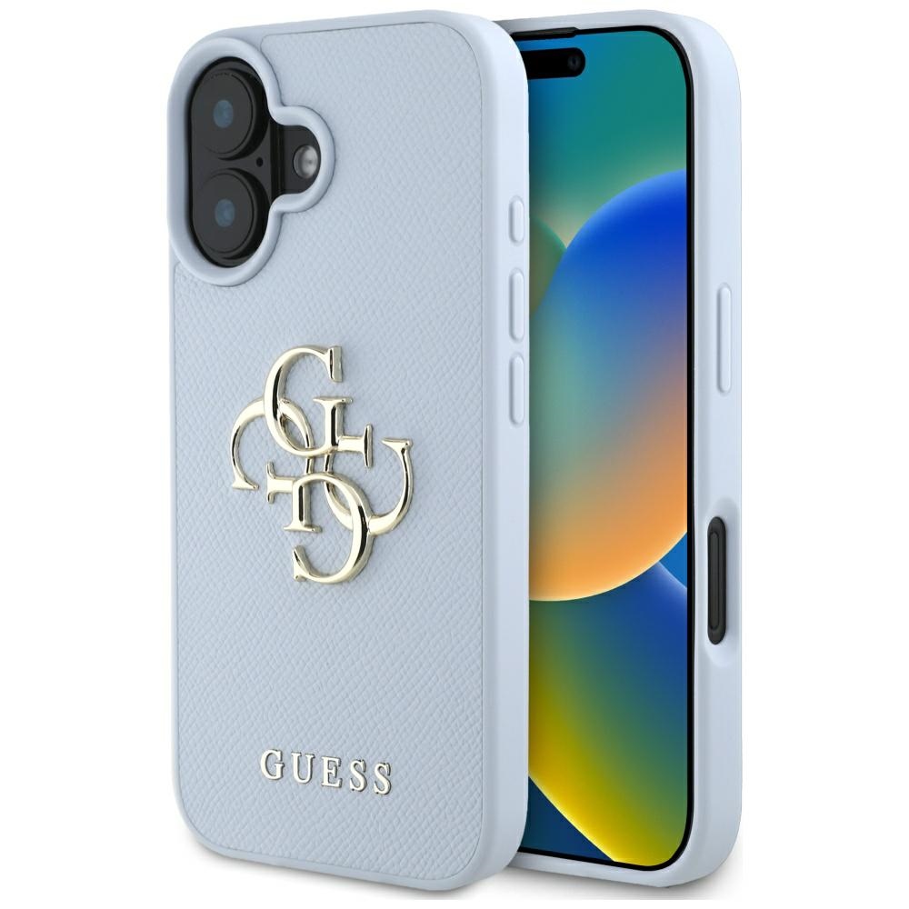Levně Guess Hardcase Grained Big 4G Logo Small Classic Logo iPhone 16 modrá