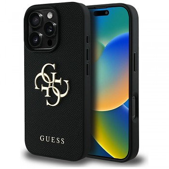 Guess Hardcase Grained Big 4G Logo Small Classic Logo iPhone 16 Pro černá