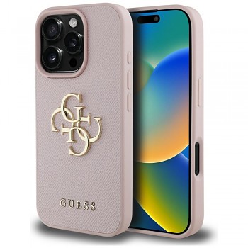Guess Hardcase Grained Big 4G Logo Small Classic Logo iPhone 16 Pro růžová